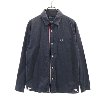 FRED PERRY フレッドペリー ドット柄 長袖 シャツ M ネイビー 水玉