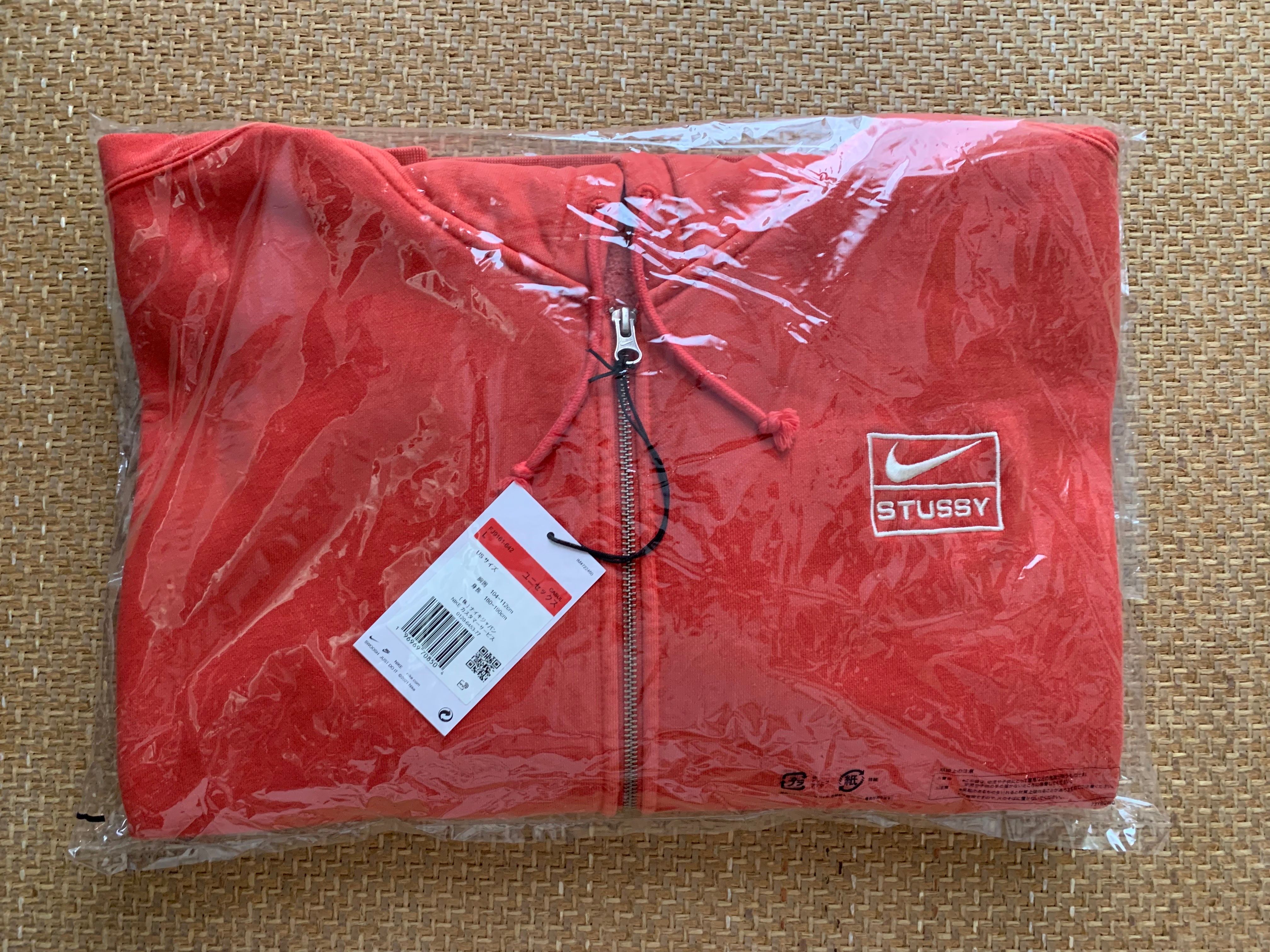 Nike x Stussy Full-Zip Pigment Dyed Fleece Hoodie (US Size) "Habanelo Red" FJ9161-642