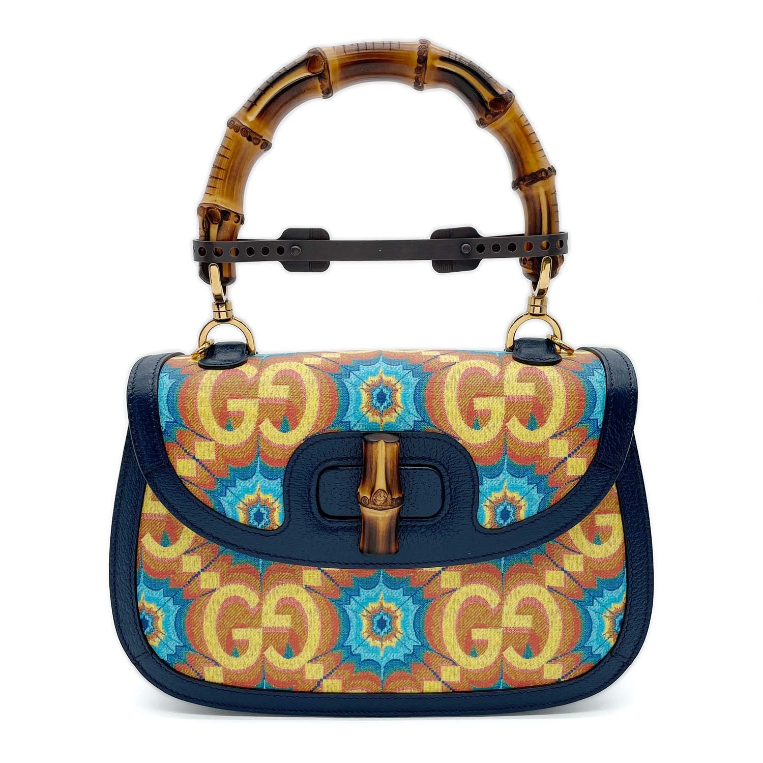 GUCCI グッチ バンブー ハンドバッグ
 PVC ブルー レディース
 【中古】