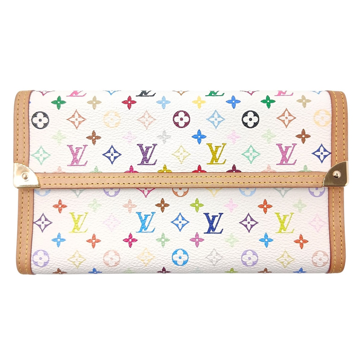 LOUIS VUITTON ルイ・ヴィトン ポルトトレゾール インターナショナル 長財布 M92659 モノグラムマルチカラー ホワイト  レディース【中古】