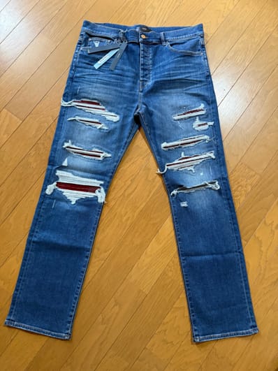 アミリ ストレート ダメージ ジーンズ W36