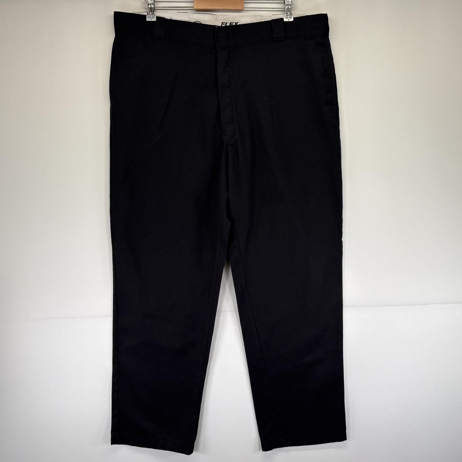 古着 ディッキーズ Dickies ワークパンツ 874 大きいサイズ 長ズボン チノパン ワンポイントロゴ テーパード w42 L32  ブラック メンズ