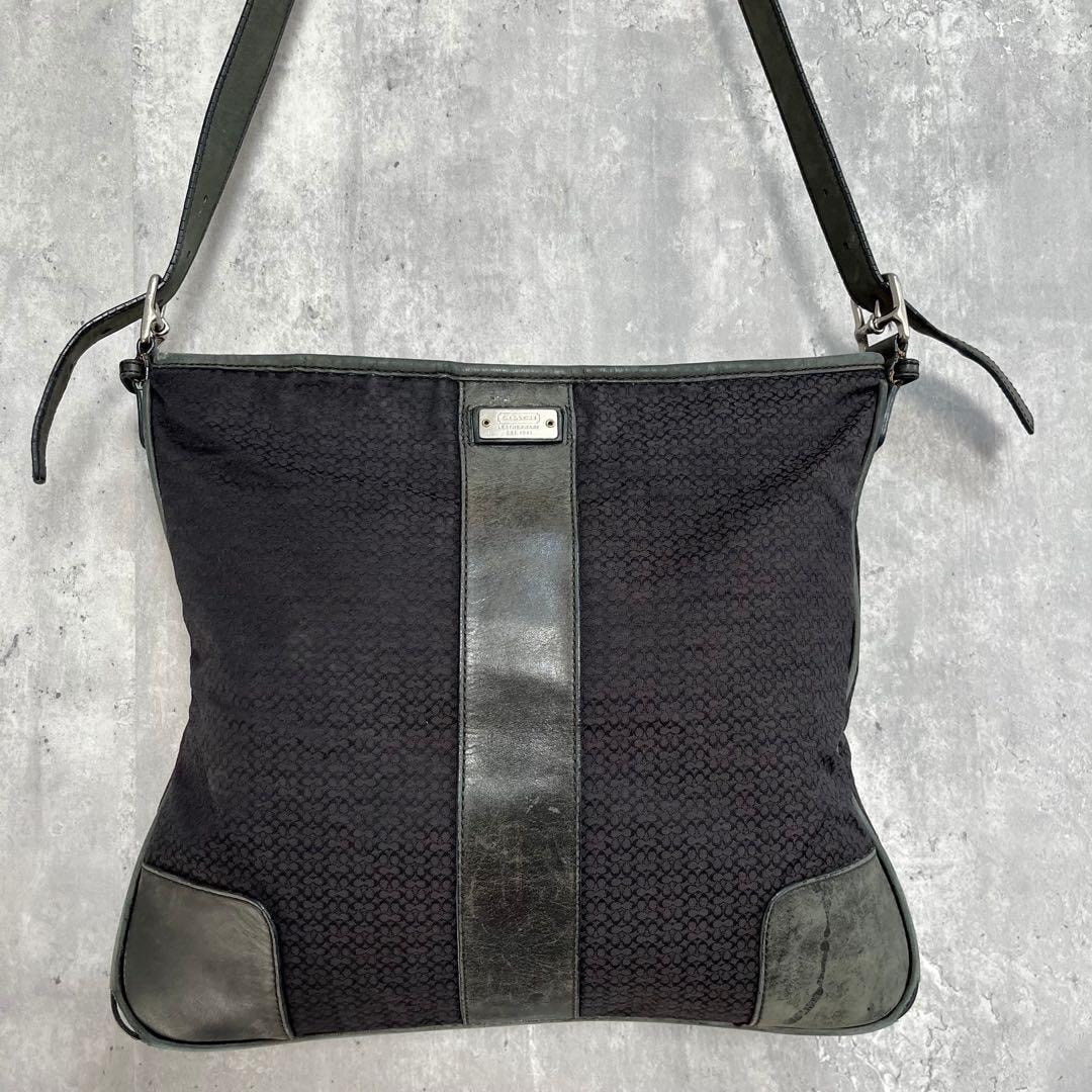 【COACH】コーチ ダッフル16ショルダーバッグ ショルダーバッグ シグネチャー柄モチーフ キャンバス レザー レディース ブラック 黒色 ロゴ入り ワンショルダー カジュアル 5782
