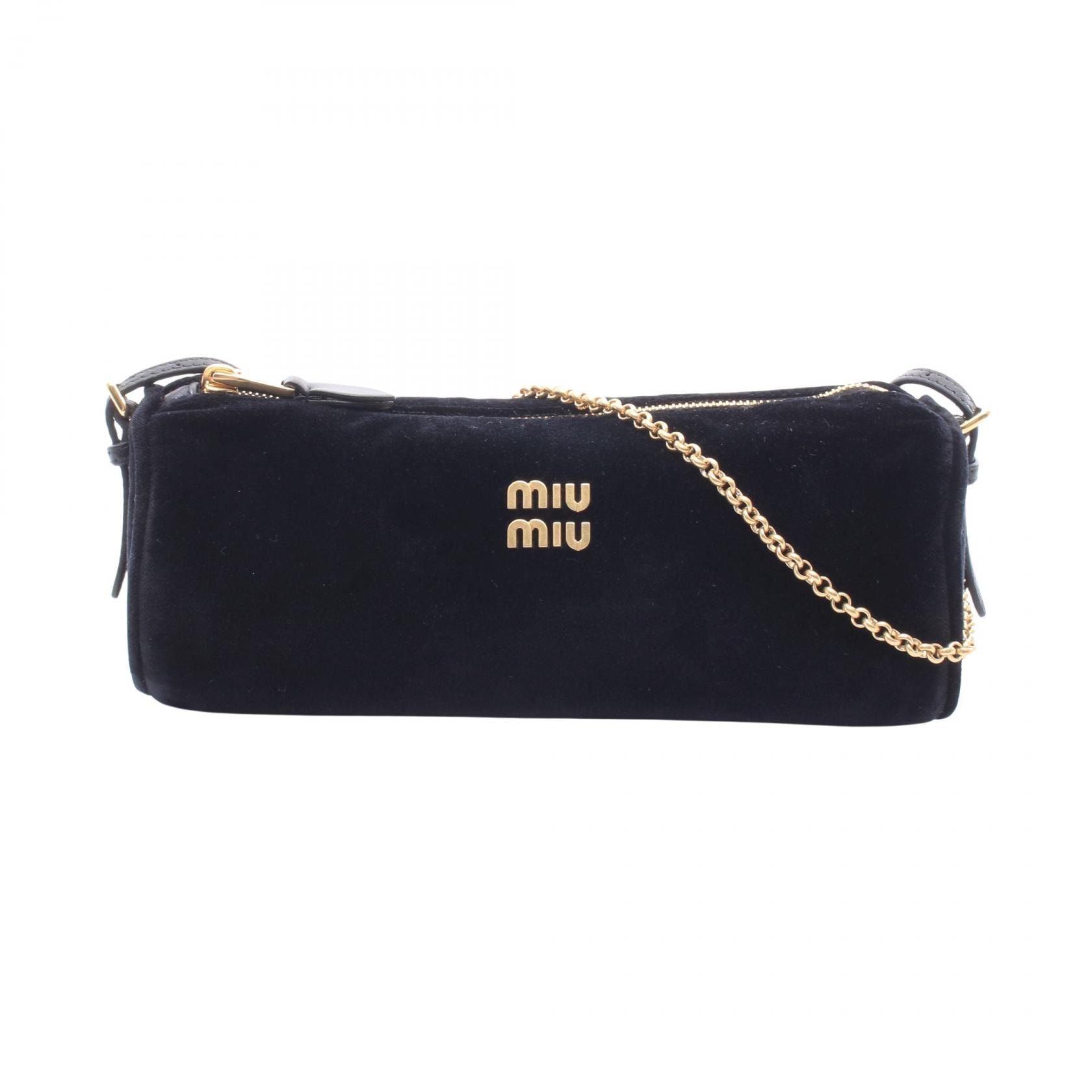 ミュウ ミュウ Miu Miu ハンドバッグ バッグ ファブリック レザー レディース ブラック系 5NE851 【中古】