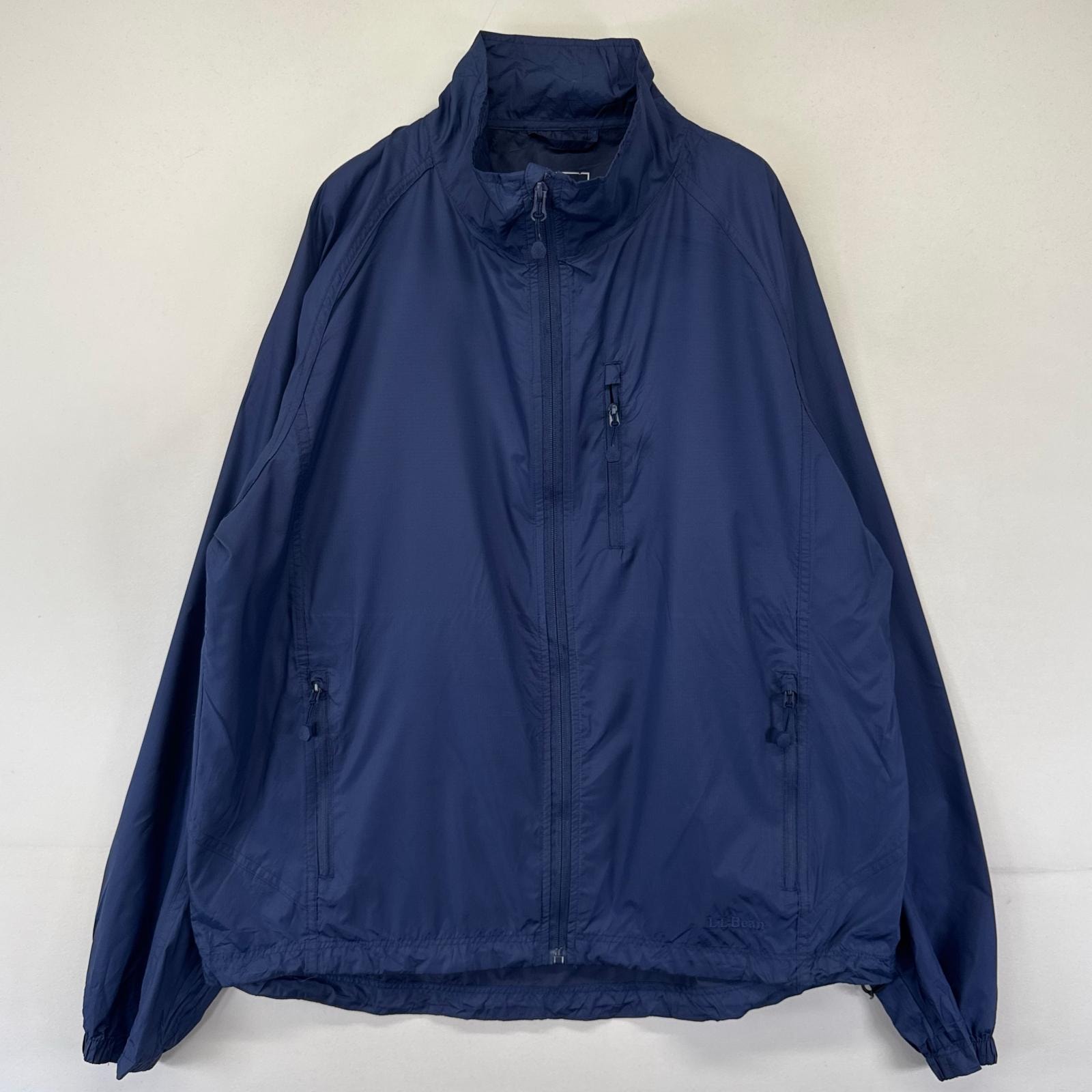 古着 エルエルビーン L.L.Bean ジャケット フルジップ ナイロン ワンポイント刺繍ロゴ 大きいサイズ XL ネイビー系 メンズ