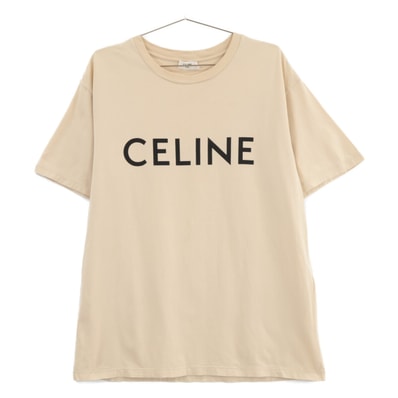 セリーヌ ベージュ 2X681671Q コットン ロゴ 半袖Tシャツ XS