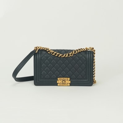 シャネル CHANEL ボーイシャネル25 ボーイシャネル 25 バッグ ショルダーバッグ キャビアスキン ネイビー Navy 紺 ゴールド金具 チェーンショルダーバッグ ダブルチェーン ココマーク