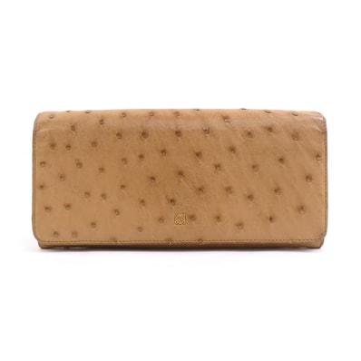 ロエベ LOEWE 長財布 オーストリッチ ライトブラウン ユニセックス【中古】 h31623a