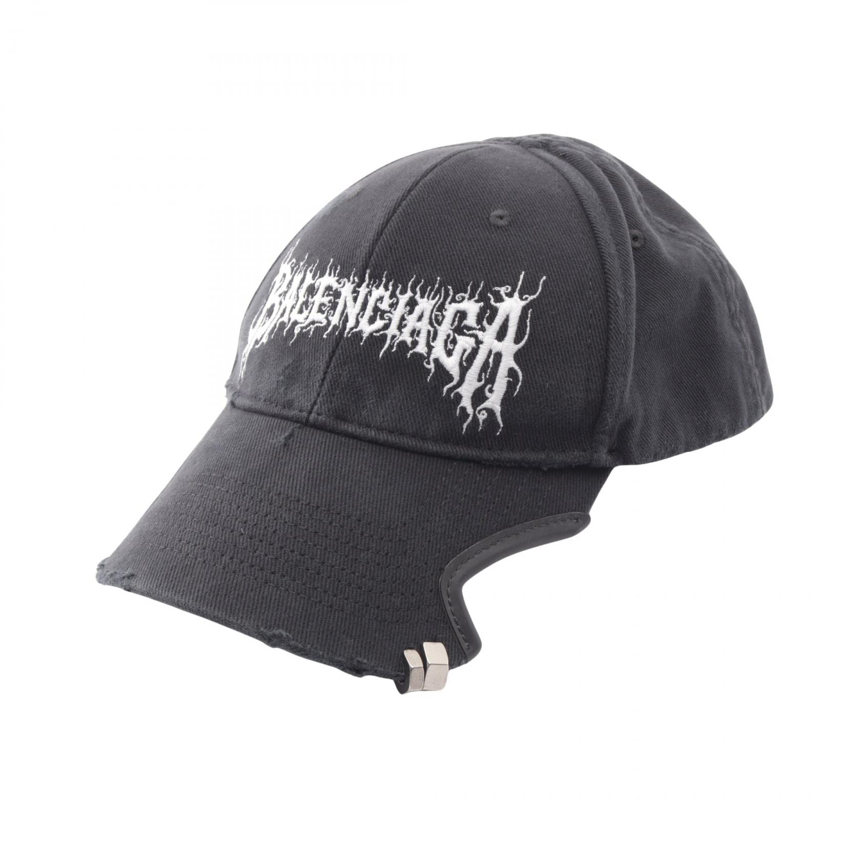 バレンシアガ BALENCIAGA DIY METAL ロゴ刺繍 ダメージ加工 キャップ 帽子 コットン メンズ レディース ブラック系 771963 【中古】