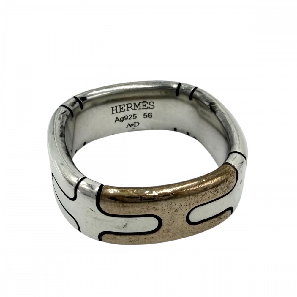 HERMES エルメス 指輪 ヘラクレス リング アクセサリー ジュエリー 小物 56サイズ コンビ シルバー925  ブロンズ   約15.5号 シルバー ゴールド メンズ 約12.3g【中古品】