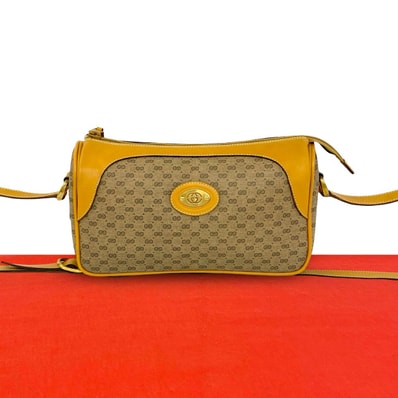 GUCCI グッチ マイクロGG ロゴ レザー PVC ショルダーバッグ ブラウン
62306