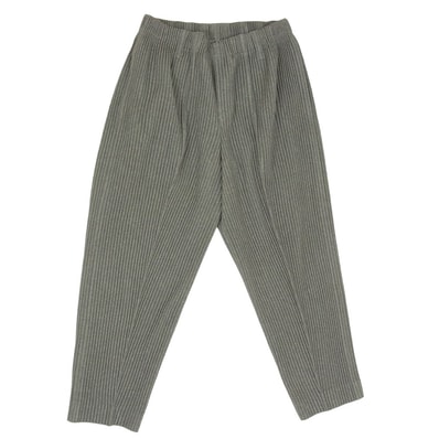 HOMME PLISSE ISSEY MIYAKE オム プリッセ イッセイミヤケ 21SS HP11FF003 センターライン プリーツ テーパード パンツ グレー系 1【中古】