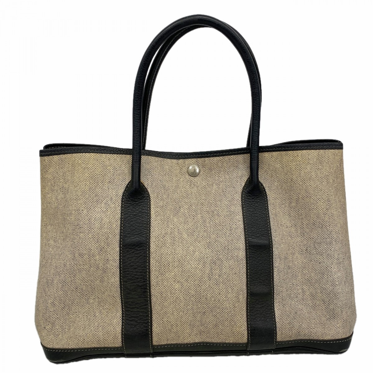 ★SALE【6gd4176】エルメス トートバッグ ガーデンパーティPM トワルアッシュ ブラック シルバー金具 D刻印【中古】レディース