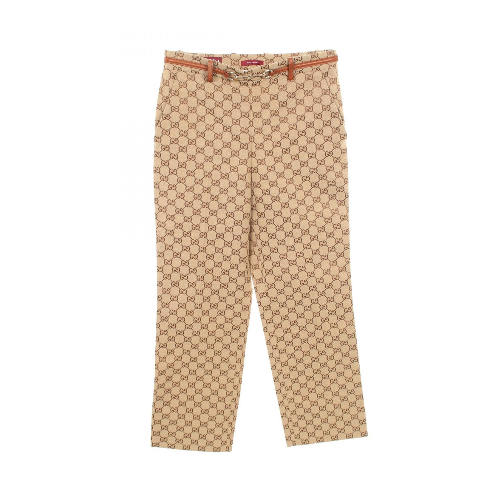 グッチ GUCCI ホースビット GG柄 パンツ 衣料品 ボトムス コットン ポリエステル レディース ベージュ系 / ブラウン系 820466 【中古】