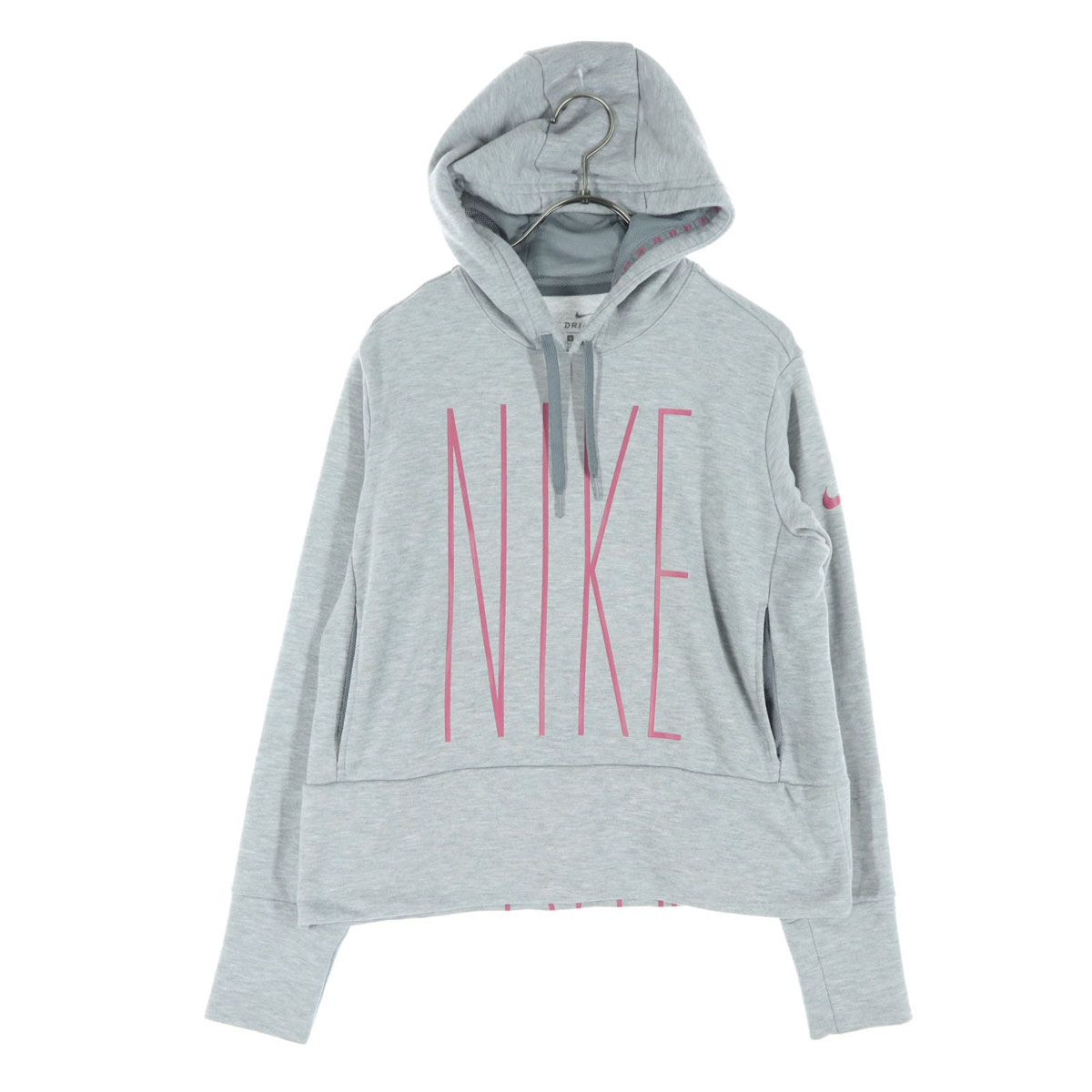 NIKE ナイキ プリント 長袖 スウェットパーカー S グレー系