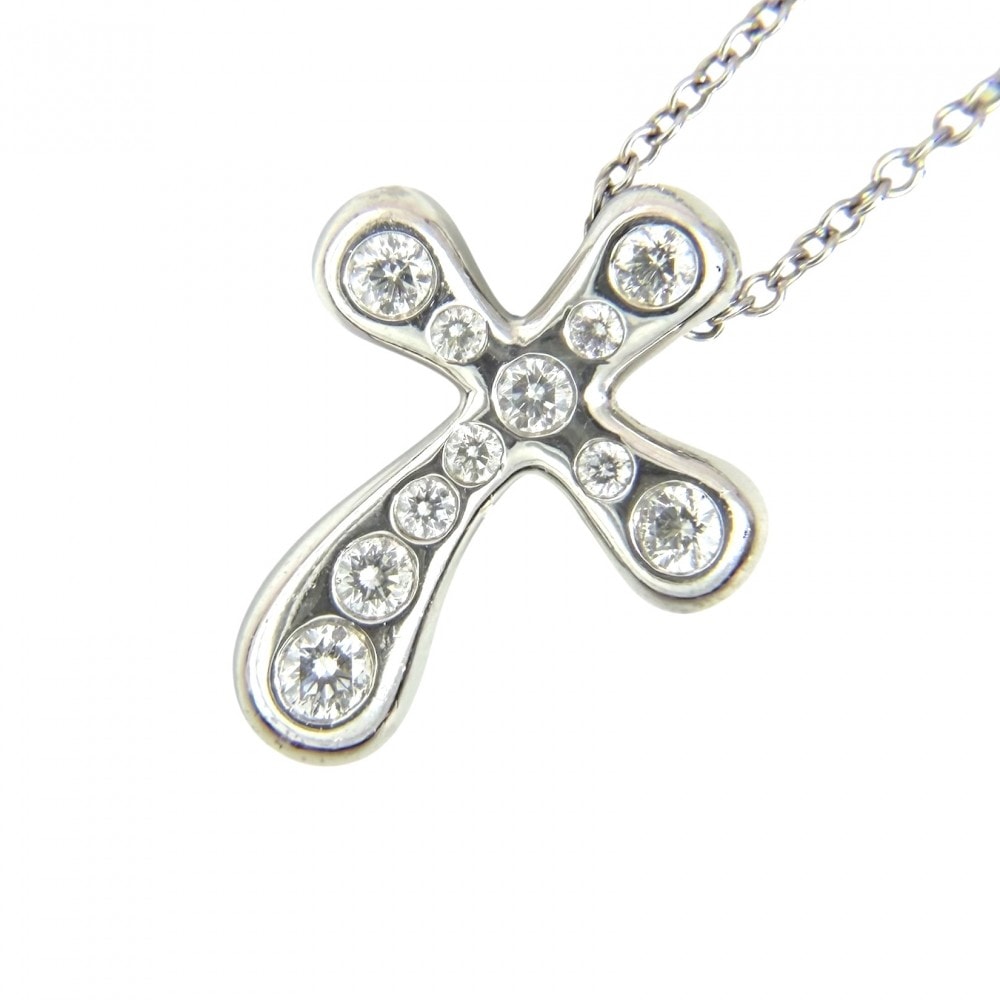 TIFFANY&Co. ティファニー ネックレス エルサペレッティ スモールクロス アクセサリー ジュエリー ペンダント Pt950プラチナ ダイヤモンド レディース 約6.6g【中古品】
