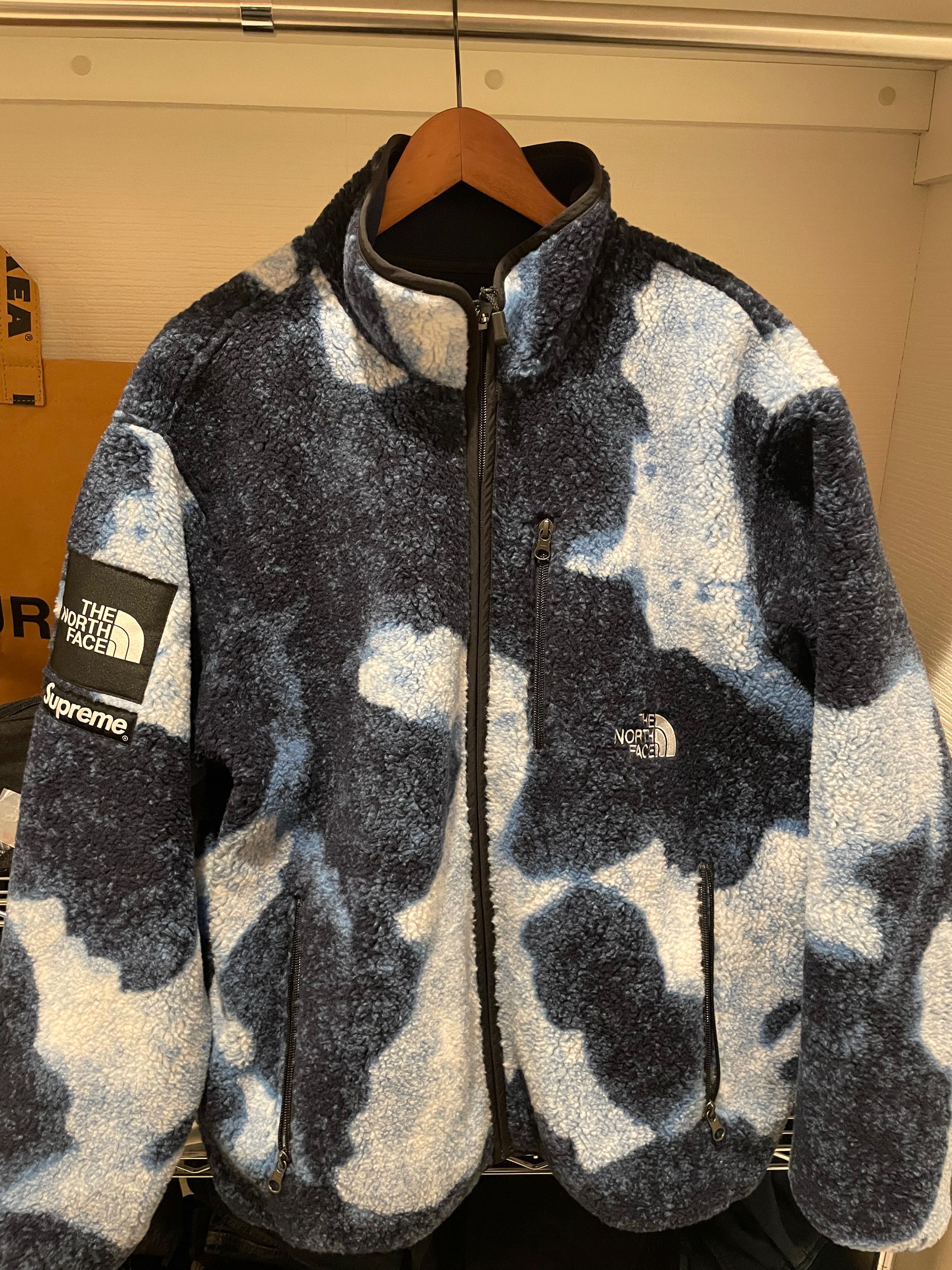 Supreme x The North Face Bleached Denim Print Fleece Jacket "Indigo"