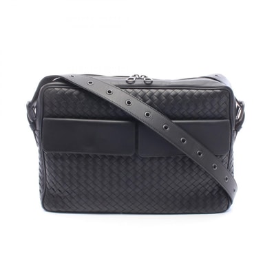 ボッテガヴェネタ BOTTEGA VENETA イントレチャート ショルダーバッグ バッグ レザー レディース ブラック系 【中古】