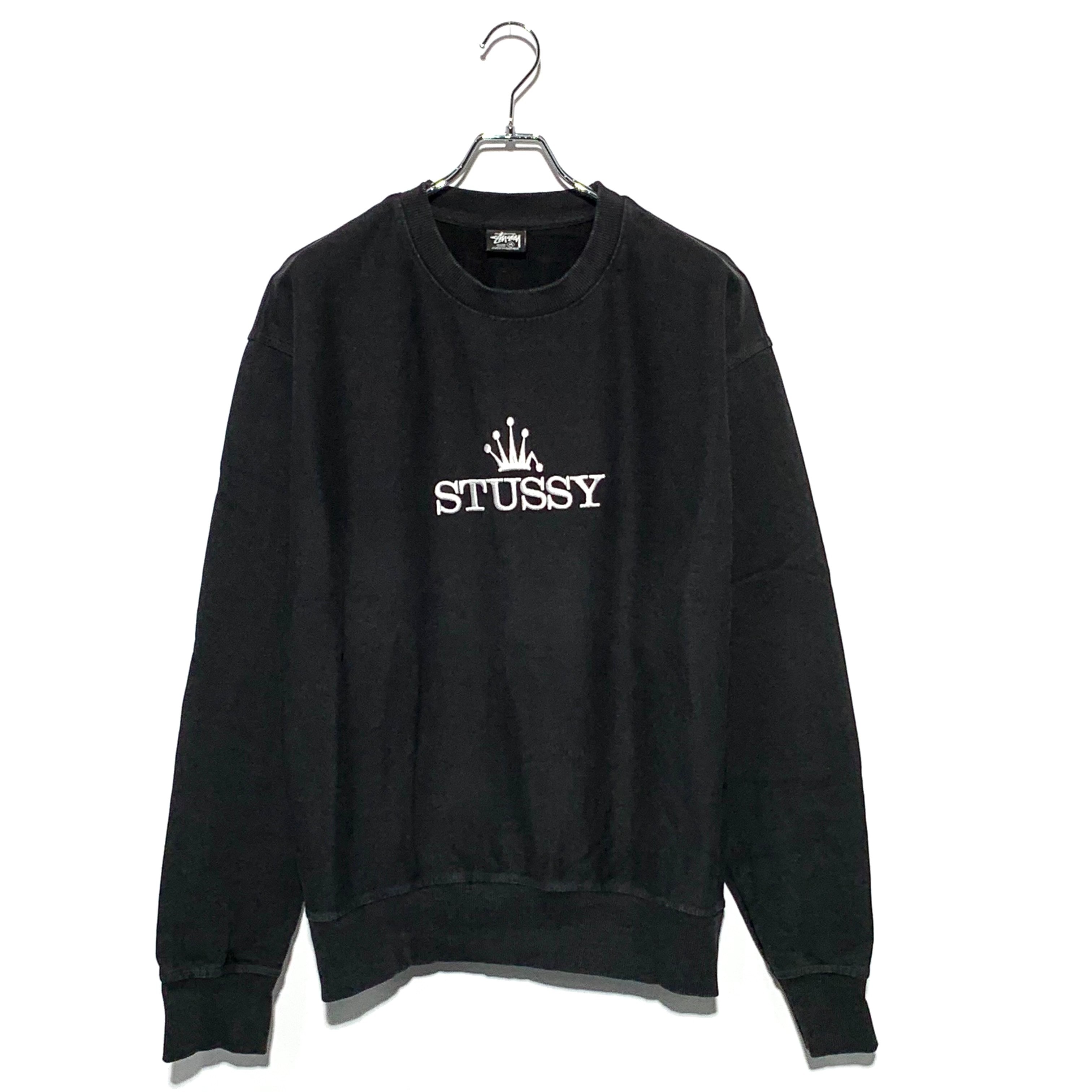 STUSSY Glamour Pigment Dyed Crew  Black 23SS