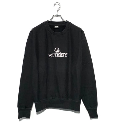 STUSSY Glamour Pigment Dyed Crew Black 23SS