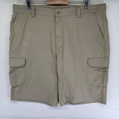 古着 ディッキーズ Dickies ダック パンツ ハーフ ショート ワンポイントロゴ カーゴ ジッパーフライ 半ズボン w40 ベージュ系 メンズ