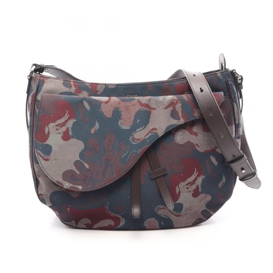 ディオール Dior Christian Dior × Peter Doig サドル ショルダーバッグ バッグ キャンバス レザー レディース ブルー系 / マルチカラー 【中古】