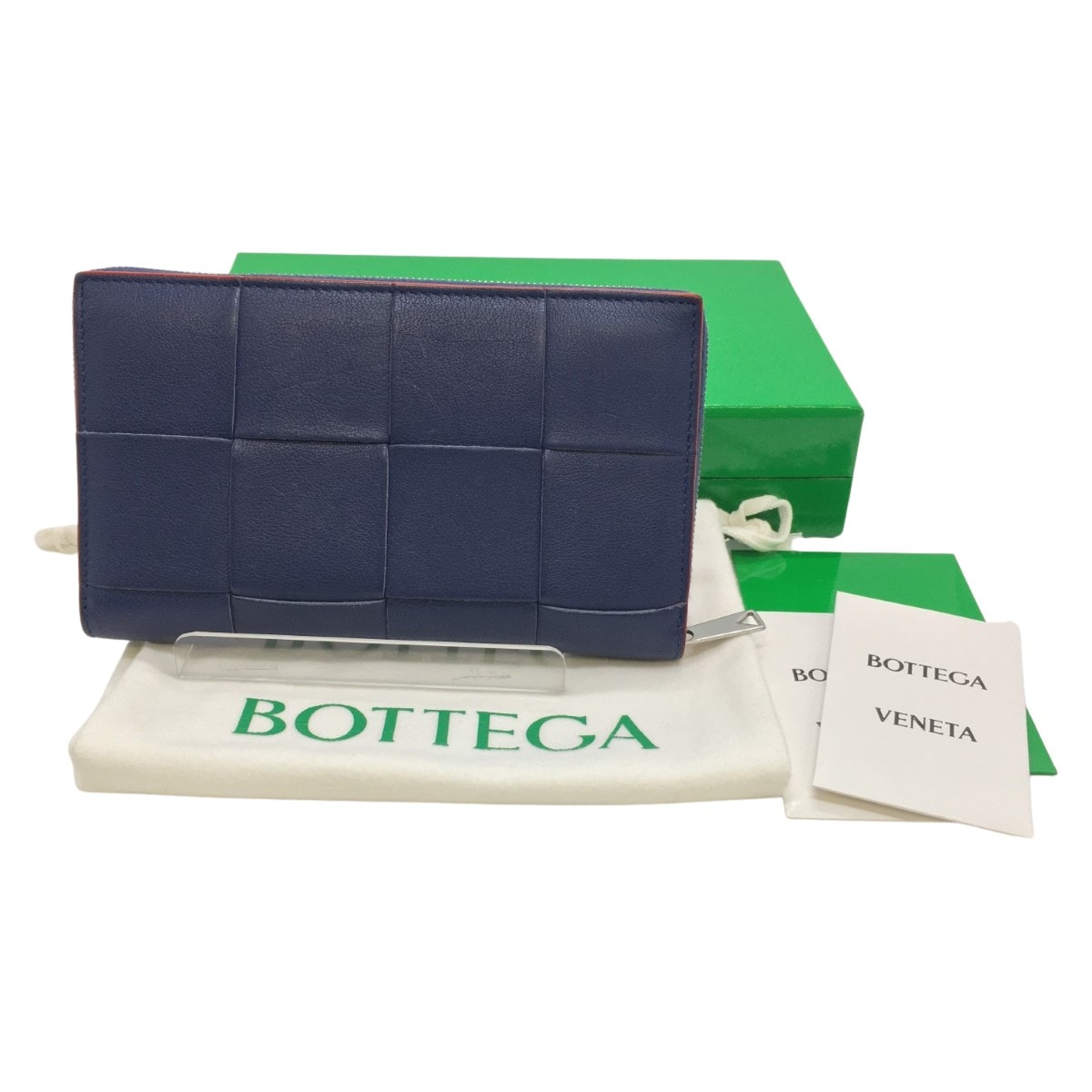 ◎◎BOTTEGA VENETA ボッテガヴェネタ カセット ジップアラウンドウォレット ネイビー
