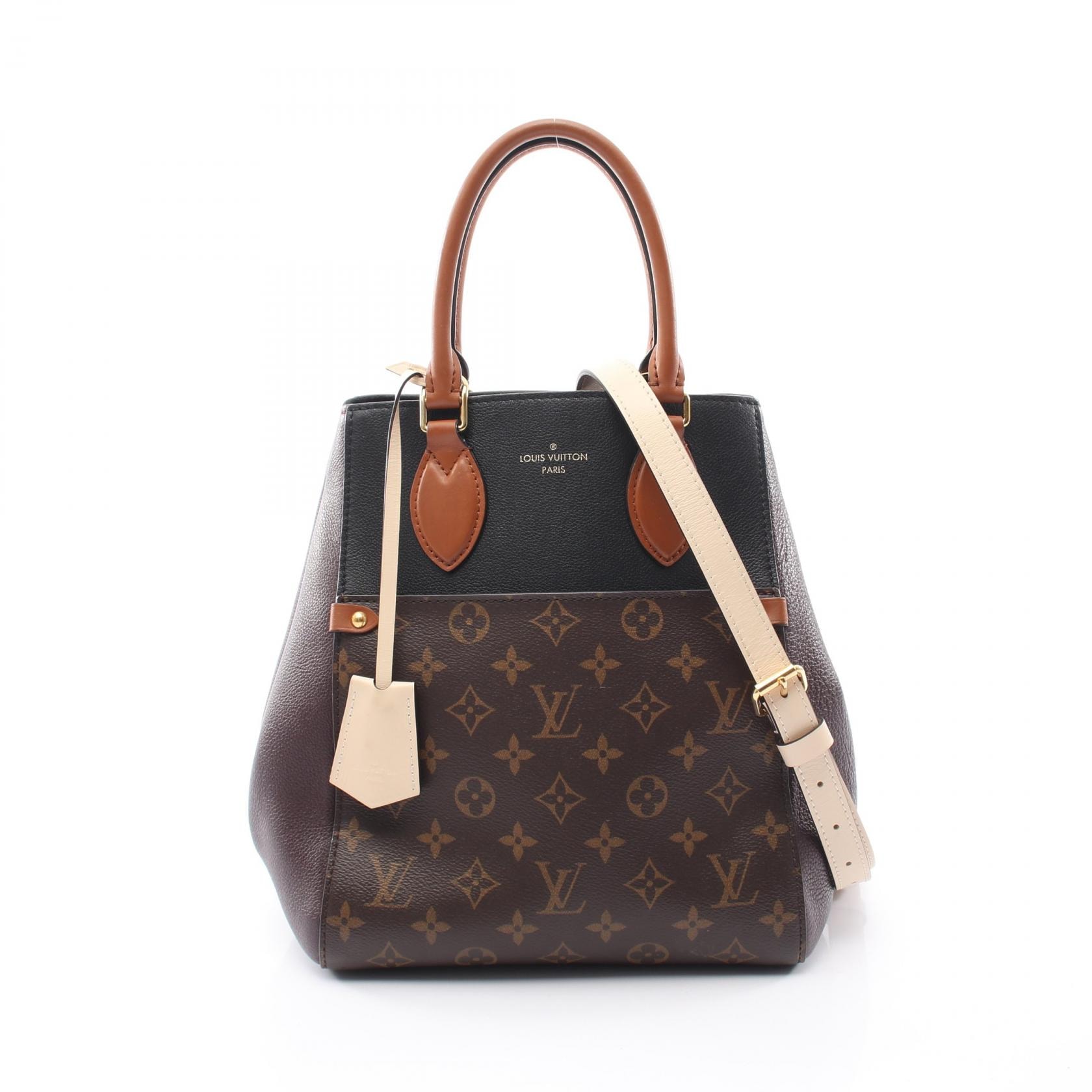ルイ・ヴィトン LOUIS VUITTON フォールド トートMM 2WAY ハンドバッグ バッグ PVCコーティングキャンバス レザー モノグラム ノワール レディース ブラック系 / ボルドー系 / マルチカラー M45409 【中古】