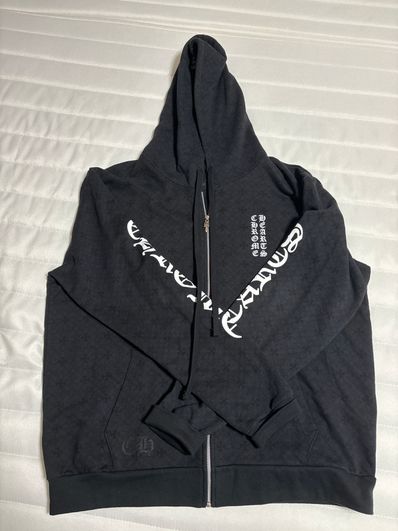 Chrome Hearts CH Plus Patterned Zip Up Hoodie "Black/Silver"