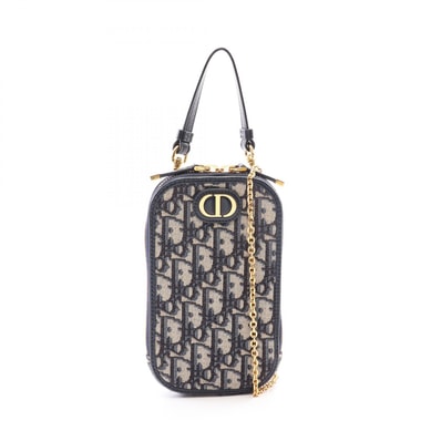 ディオール Dior 30 MONTAIGNE フォンホルダー オブリーク ジャカード ハンドバッグ バッグ キャンバス レザー レディース アイボリー系 / ネイビー系 S2114UTZQ_M928 【中古】