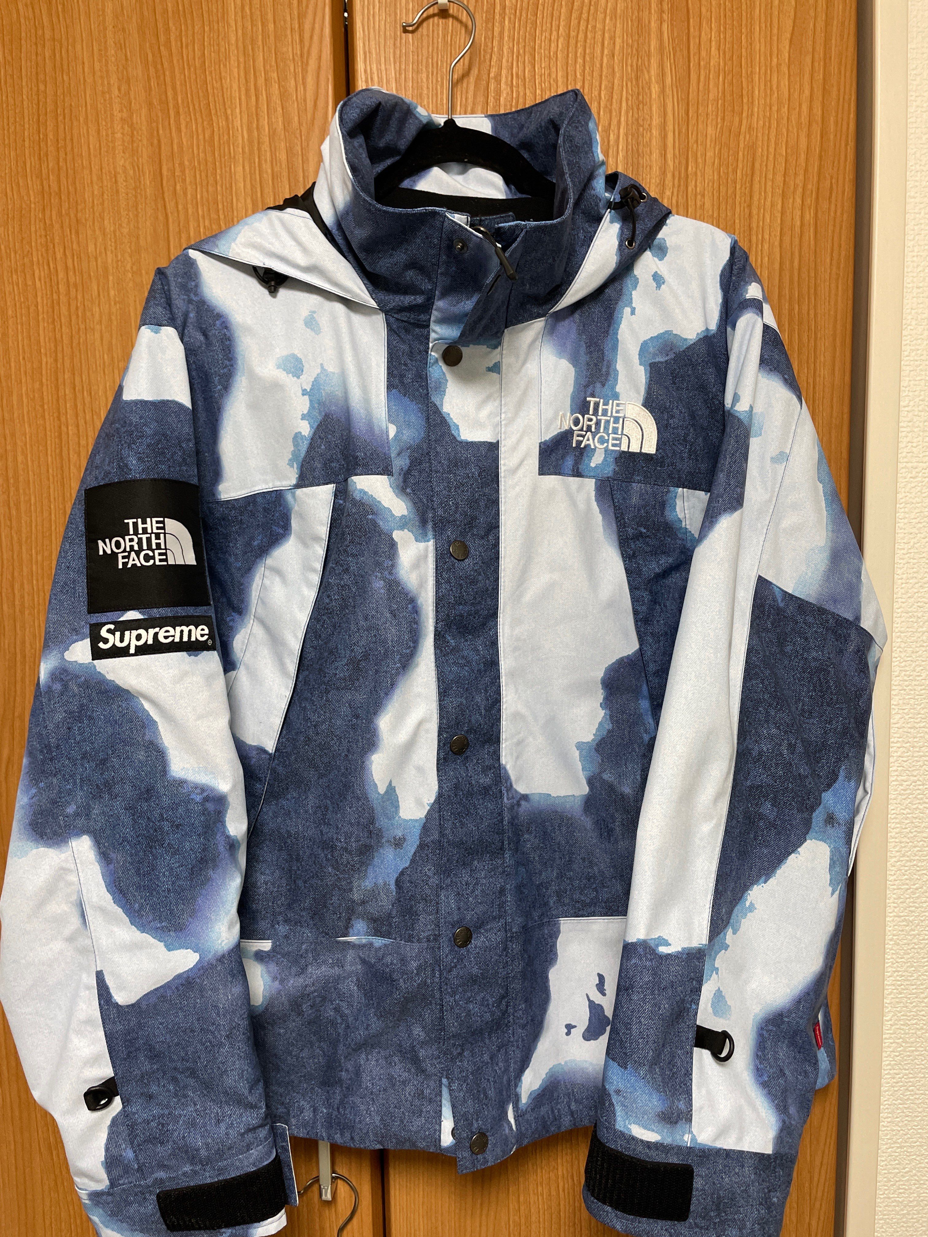 Supreme x The North Face Bleached Denim Print Mountain Jacket "Indigo"