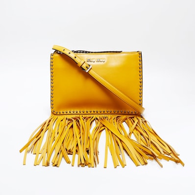 ミュウ ミュウ Miu Miu レザー フリンジ ショルダーバッグ【中古】