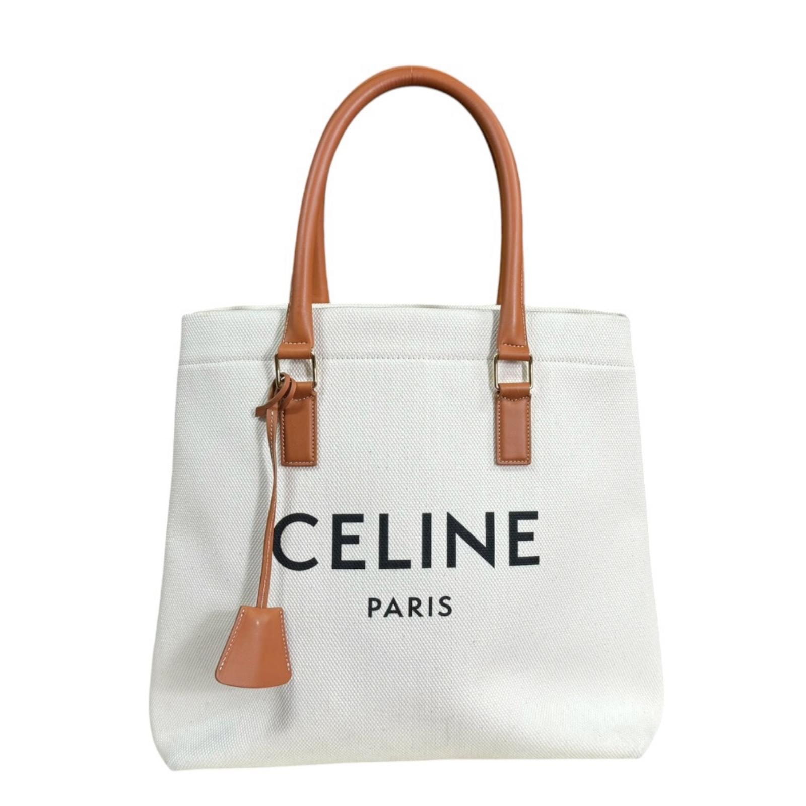 セリーヌ ホリゾンタルカバ トートバッグ キャンバス 192162BNZ.02NT ホワイト レディース CELINE  中古