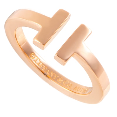 TIFFANY&Co. ティファニー ティファニーT スクエア リング 指輪 13号 K18RG ピンク ゴールド【中古】