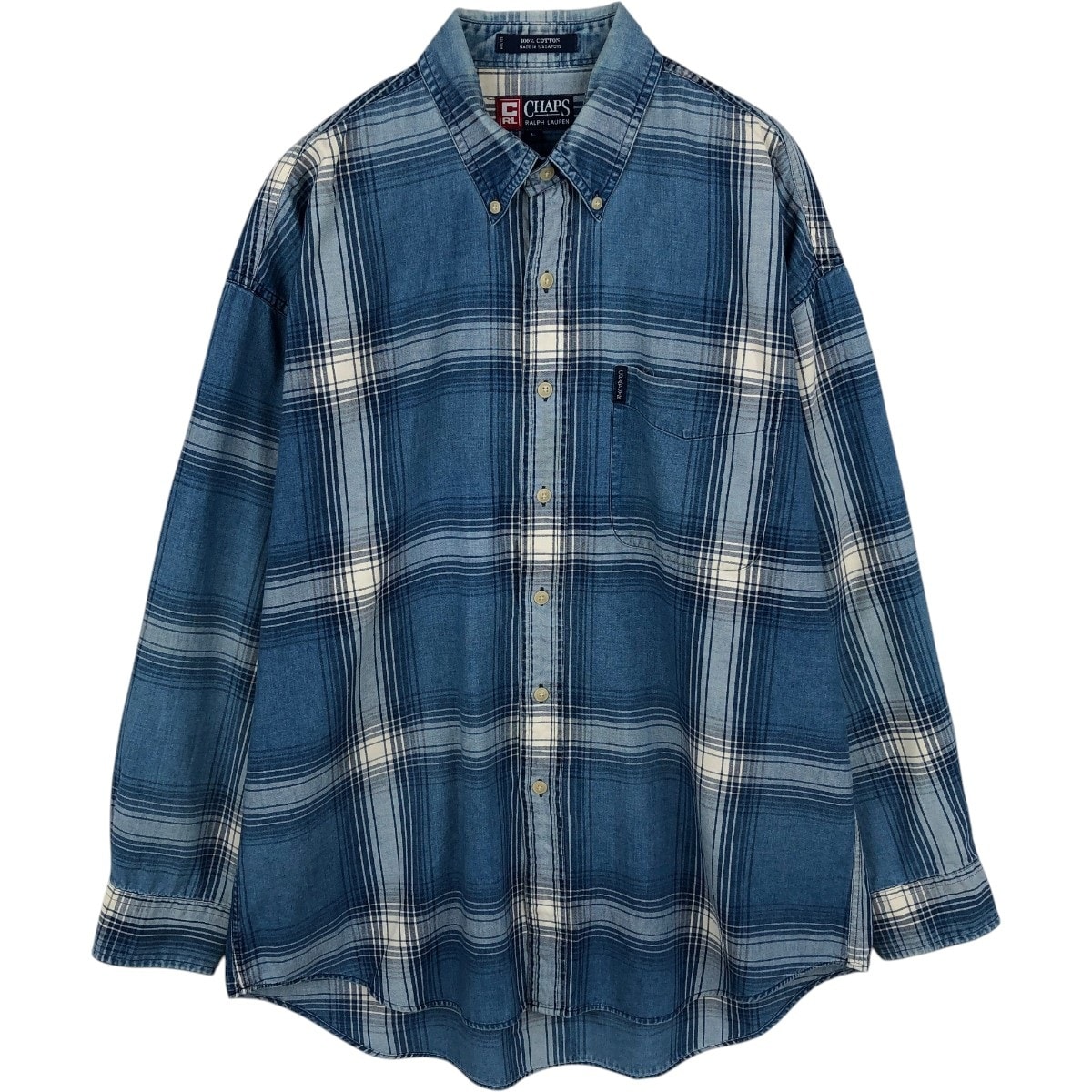 古着 ラルフローレン Ralph Lauren CHAPS チャップス 長袖 ボタンダウンチェックシャツ メンズL相当/eaa677941