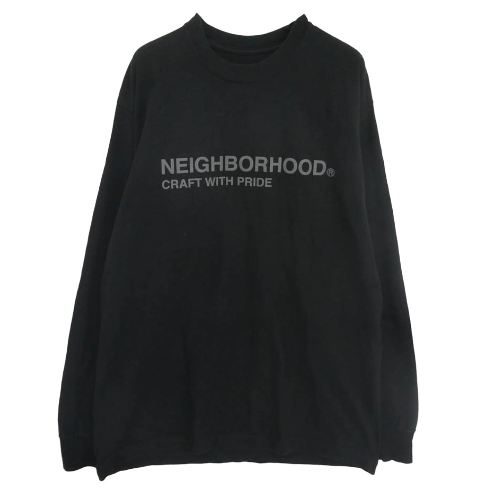 NEIGHBORHOOD ネイバーフッド カットソー craft with pride クラフトウィズプライド ロゴ プリント ロングスリーブ 長袖 Tシャツ ブラック系 M【中古】