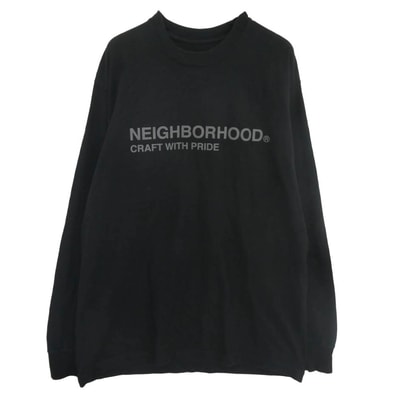 NEIGHBORHOOD ネイバーフッド カットソー craft with pride クラフトウィズプライド ロゴ プリント ロングスリーブ 長袖 Tシャツ ブラック系 M【中古】