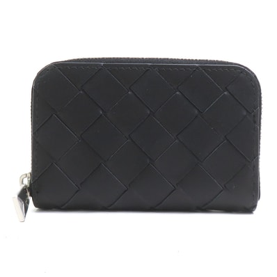 ボッテガヴェネタ BOTTEGAVENETA コインケース イントレチャート レザー ブラック ユニセックス【中古】 56512a