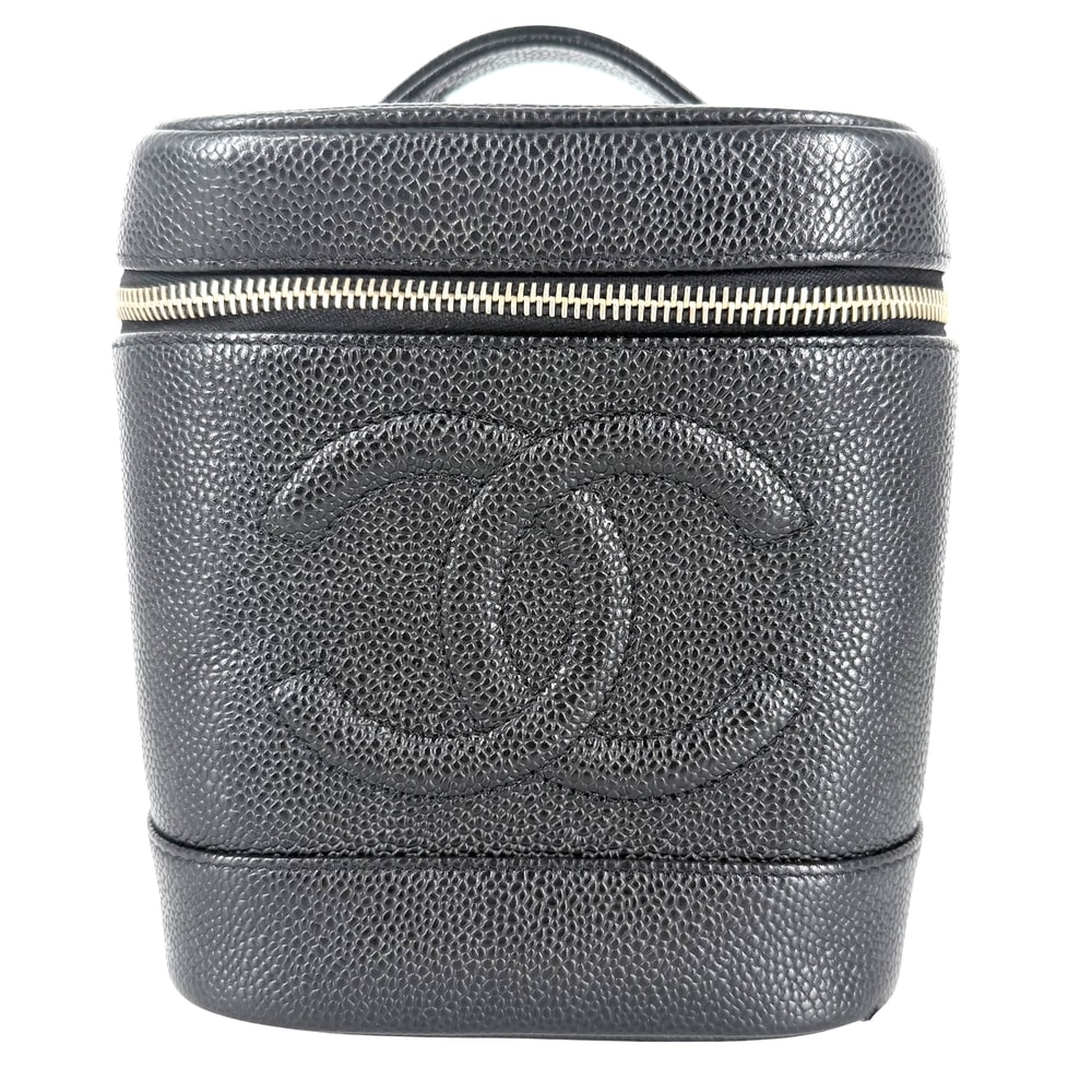 CHANEL シャネル ハンドバッグ ココマーク バニティバッグ 化粧ポーチ コスメポーチ  キャビアスキン   ブラック 黒 ゴールド金具 レディース【中古品】