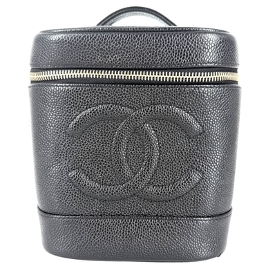 CHANEL シャネル ハンドバッグ ココマーク バニティバッグ 化粧ポーチ コスメポーチ キャビアスキン ブラック 黒 ゴールド金具 レディース【中古品】