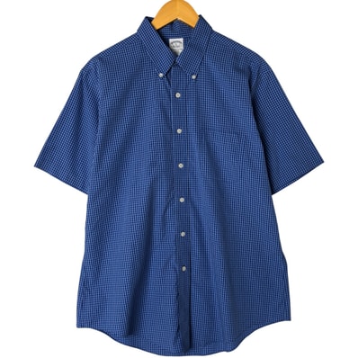 古着 ブルックスブラザーズ Brooks Brothers Est.1818 ギンガムチェック 半袖 ボタンダウン チェックシャツ メンズL相当/eaa551034