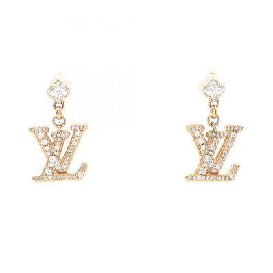 ルイ・ヴィトン LOUIS VUITTON レディLV ピアス ジュエリー GP(ゴールドメッキ) ラインストーン レディース ゴールド系 / クリア系 M01844 【中古】