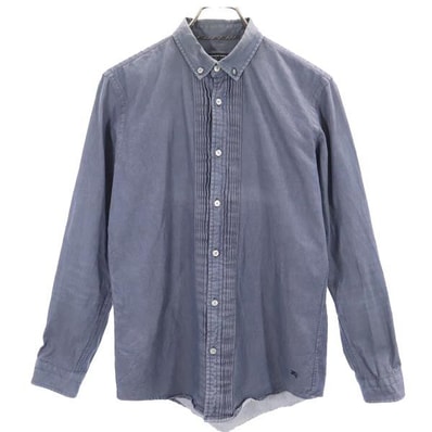 BURBERRY BLACK LABEL バーバリーブラックレーベル 三陽商会 長袖 シャンブレー プリーツ ボタンダウンシャツ 2 ネイビー