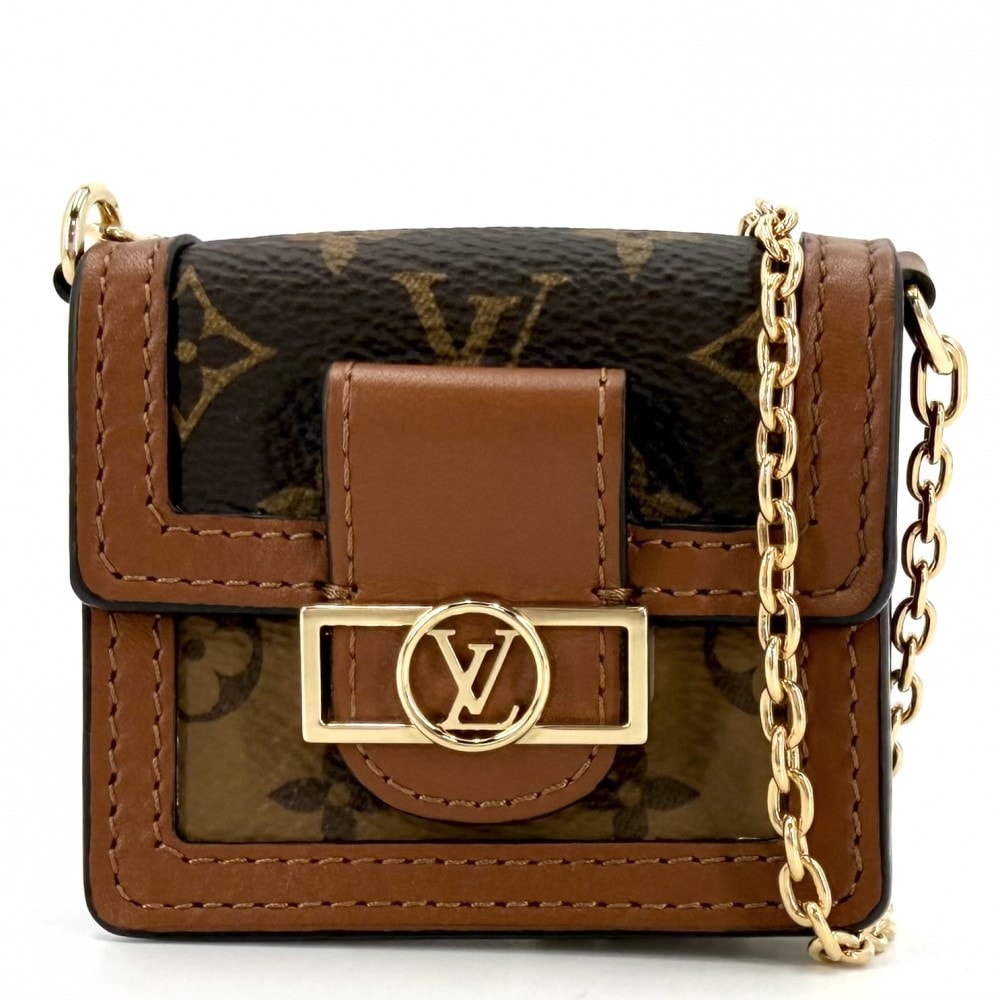 LOUIS VUITTON ルイヴィトン ショルダーバッグ マイクロ・ドーフィーヌ チェーンショルダー マイクロバッグ 肩掛け 斜め掛け M80250    ブラウン 茶 ゴールド金具 レディース 美品【中古品】
