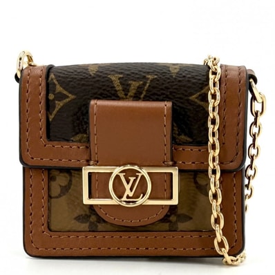 LOUIS VUITTON ルイヴィトン ショルダーバッグ マイクロ・ドーフィーヌ チェーンショルダー マイクロバッグ 肩掛け 斜め掛け M80250 ブラウン 茶 ゴールド金具 レディース 美品【中古品】