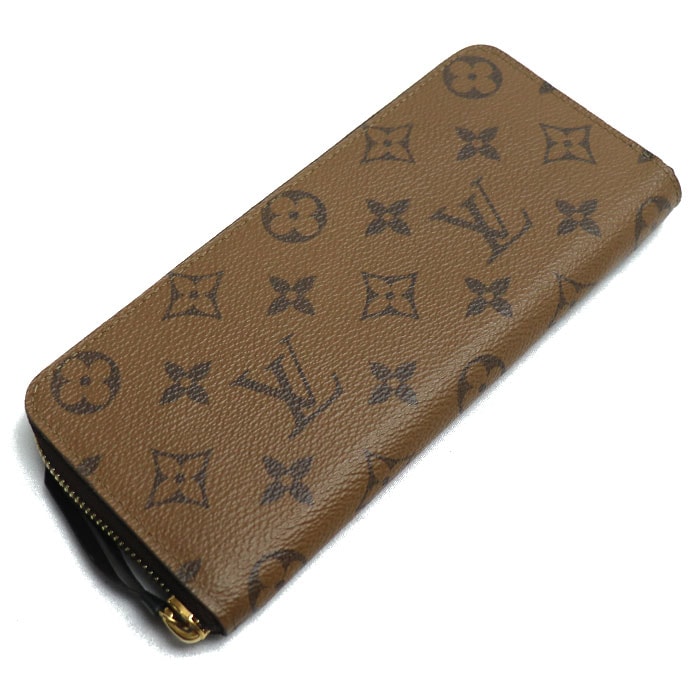 LOUIS VUITTON ルイ・ヴィトン ポルトフォイユクレマンス 長財布 ラウンドファスナー モノグラムリバース ブラウン M82336 ICチップ レディース【中古】