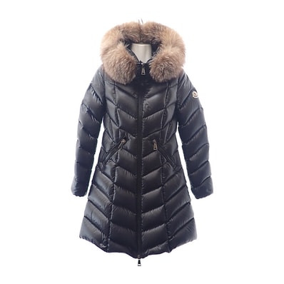 モンクレール MONCLER ファー付きロング H20931C00069_C0065 ダウンジャケット ナイロン ブラック レディース【中古】【ABランク】
