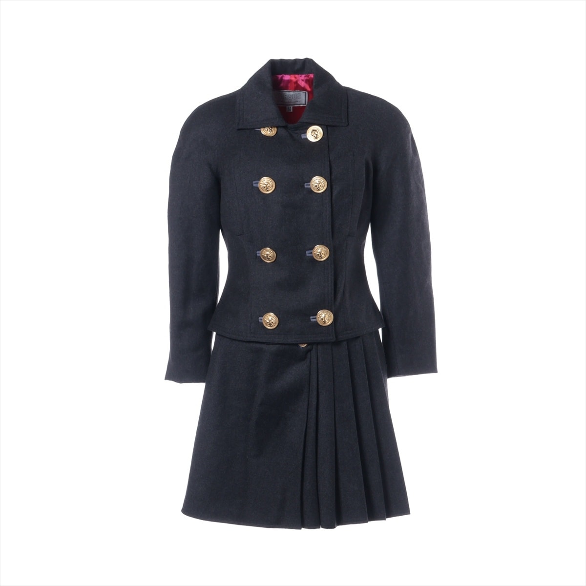 ヴェルサーチ VERSACE ウール スカート ライオン ボタン 38 セットアップ【中古】