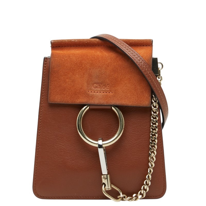 クロエ フェイ スモール 斜め掛け ショルダーバッグ ブレスレットバッグ ブラウン レザー スウェード レディース Chloe 【中古】