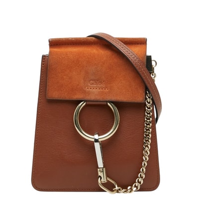 クロエ フェイ スモール 斜め掛け ショルダーバッグ ブレスレットバッグ ブラウン レザー スウェード レディース Chloe 【中古】